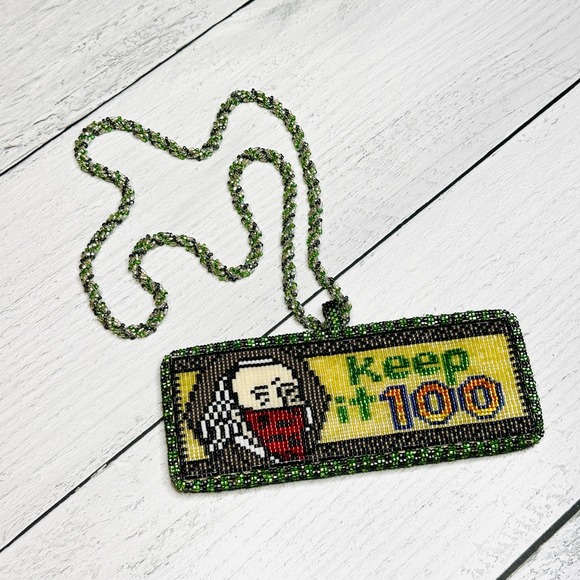 Keep It 100 Beaded Pendant Necklace Statement Native Amercan Made Medallion - Picture 11 of 11